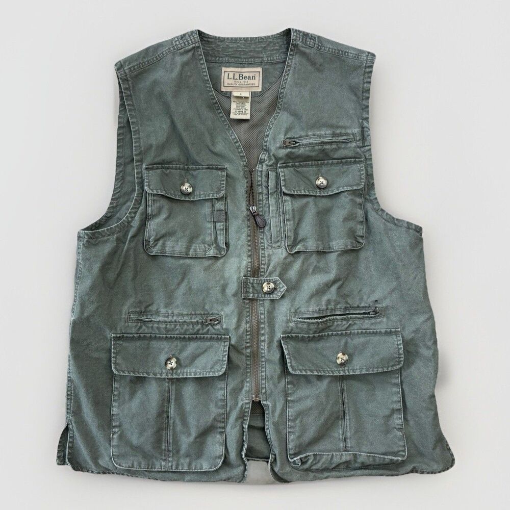 LL Bean Vest Mens Large Cargo Utility Hunting Fishing Outdoor Vintage Tactical